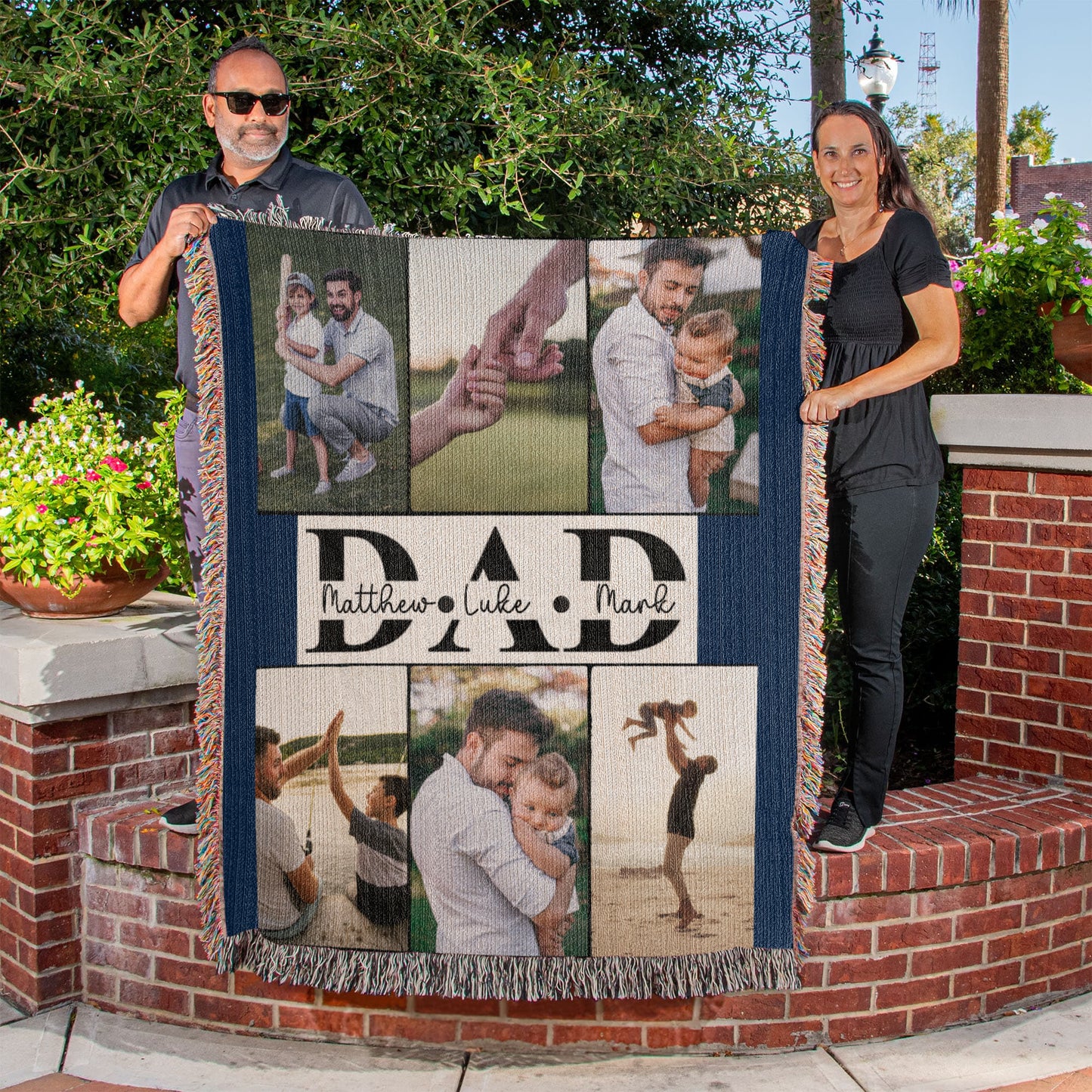 Personalized Father's Day Photo Woven Blanket