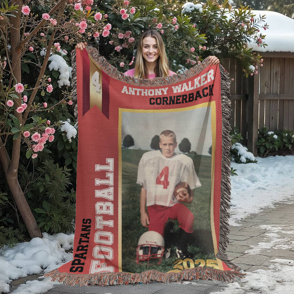 Custom Football Card Woven Blanket