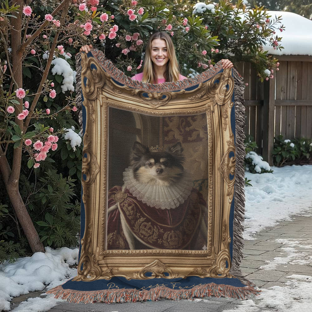 Custom Royal Pet Portrait Blanket – Turn Your Pet Into a Regal Heirloom Gift