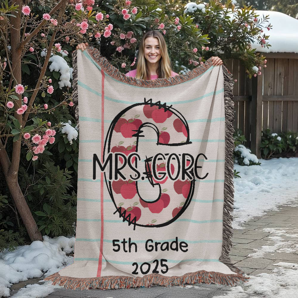 Custom Teacher Initial Woven Blanket