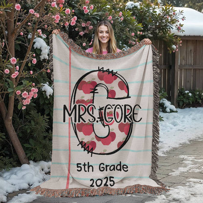 Custom Teacher Initial Woven Blanket