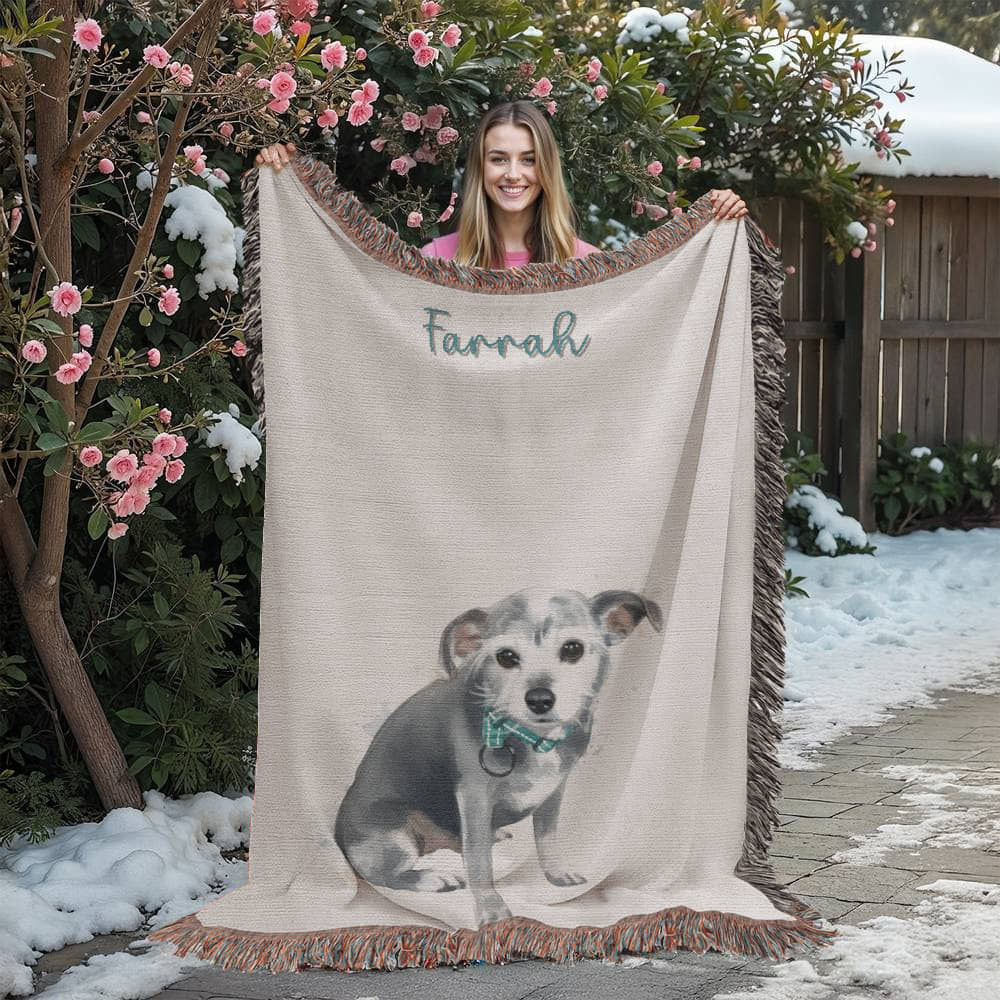 Custom Watercolor Pet Portrait Blanket