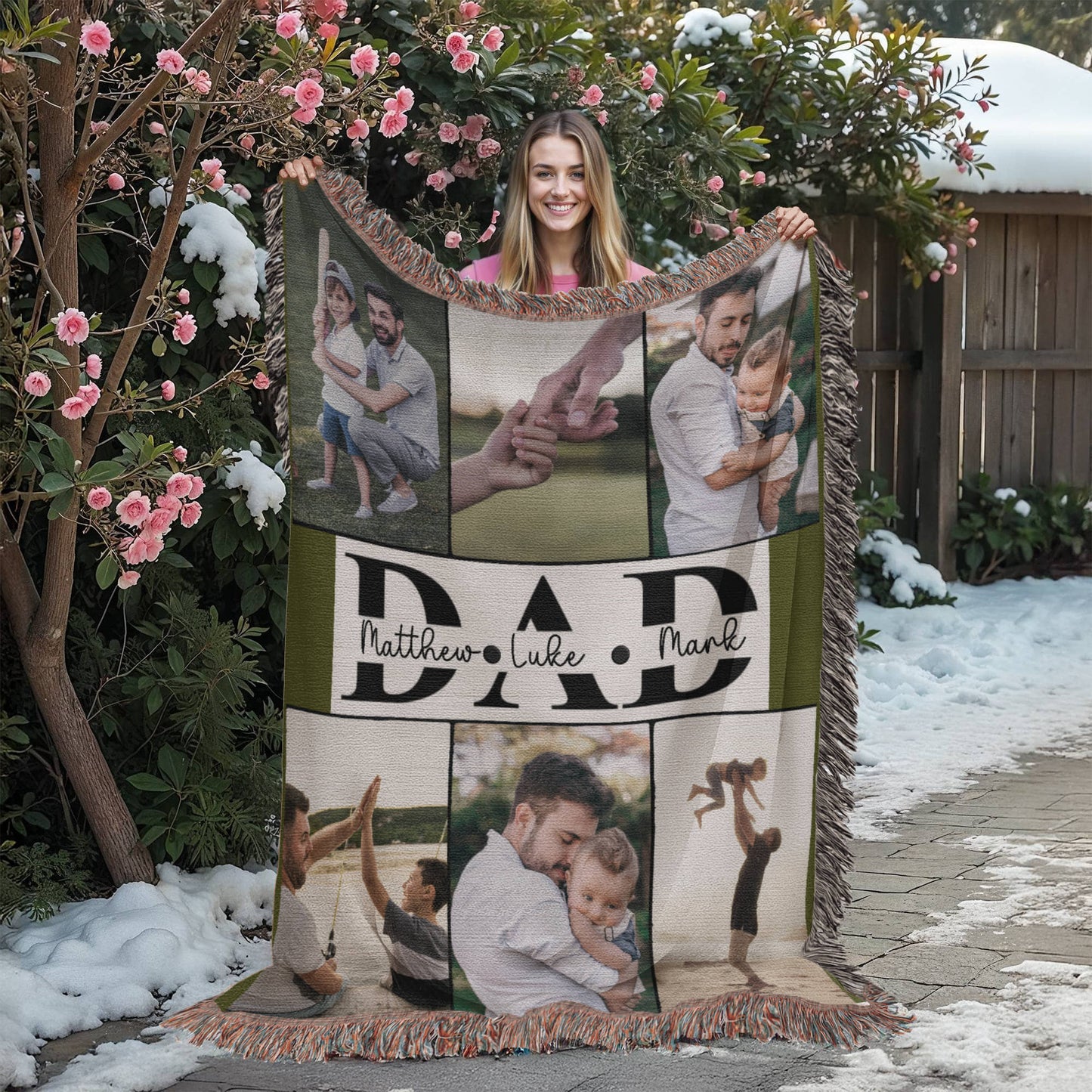 Personalized Father's Day Photo Woven Blanket
