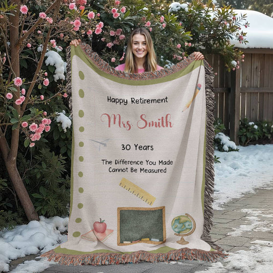 Custom Teacher Retirement Woven Blanket