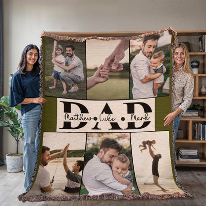 Personalized Father's Day Photo Woven Blanket
