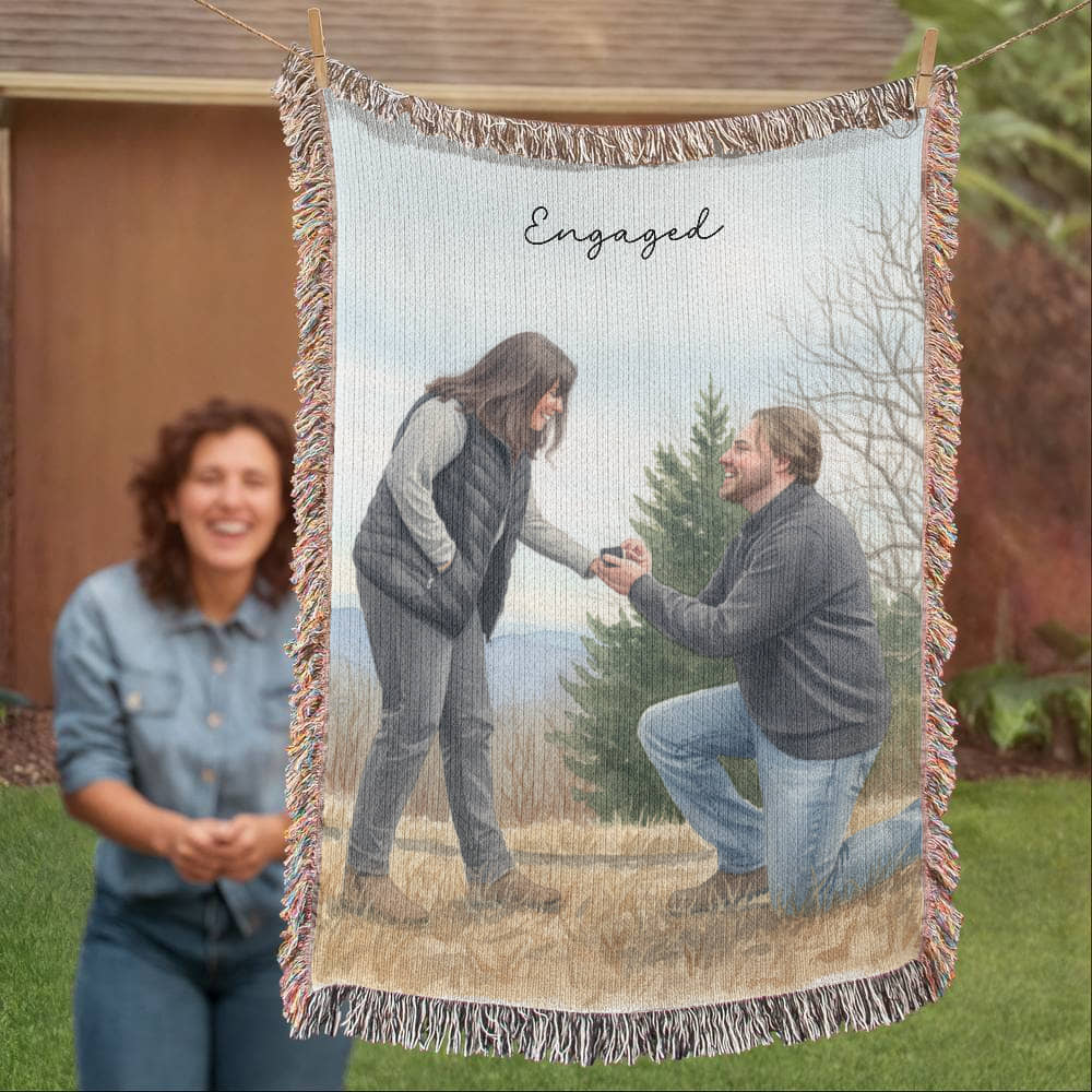 Watercolor (Portrait) Photo Woven Blanket
