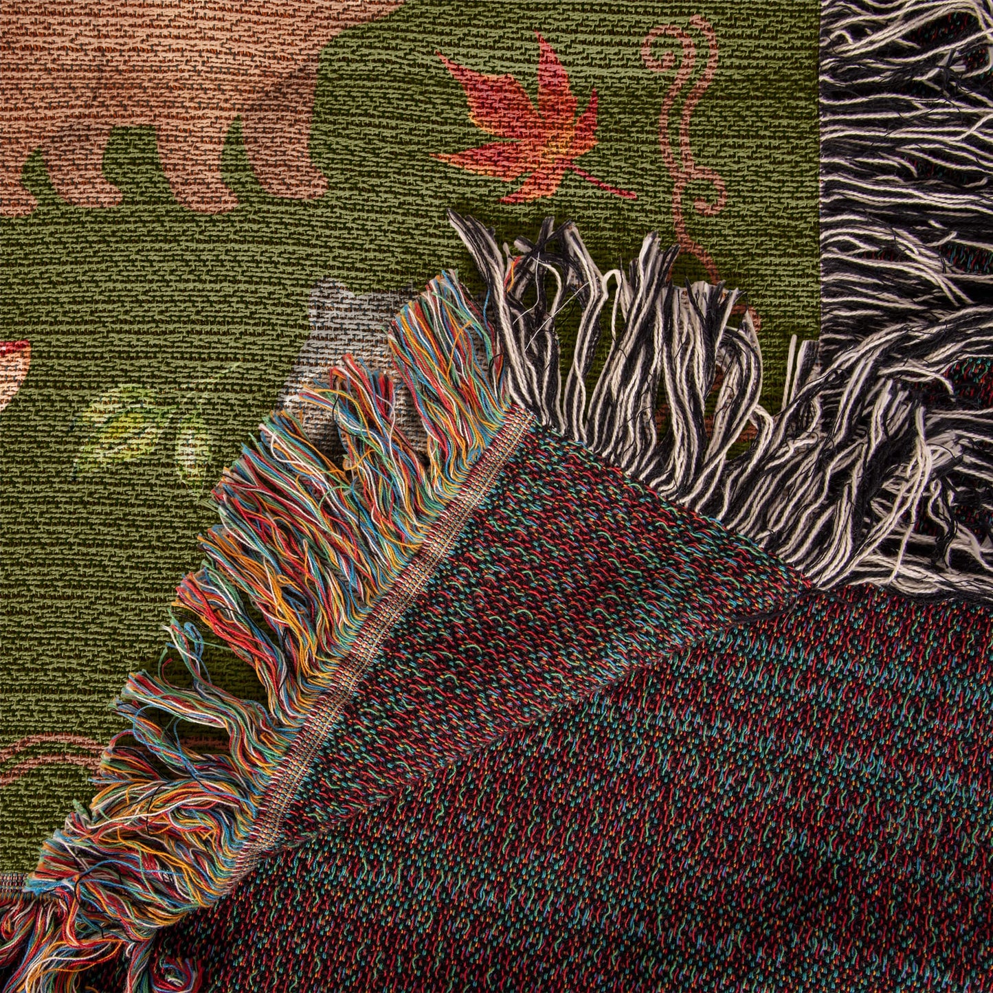 Heirloom Woodland Animals Woven Blanket - Personalized Nursery Decor & Baby Gift- Olive Green