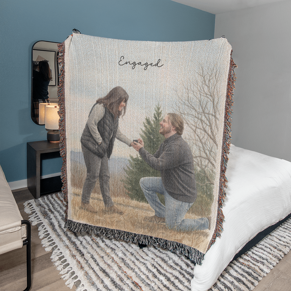 Watercolor (Portrait) Photo Woven Blanket