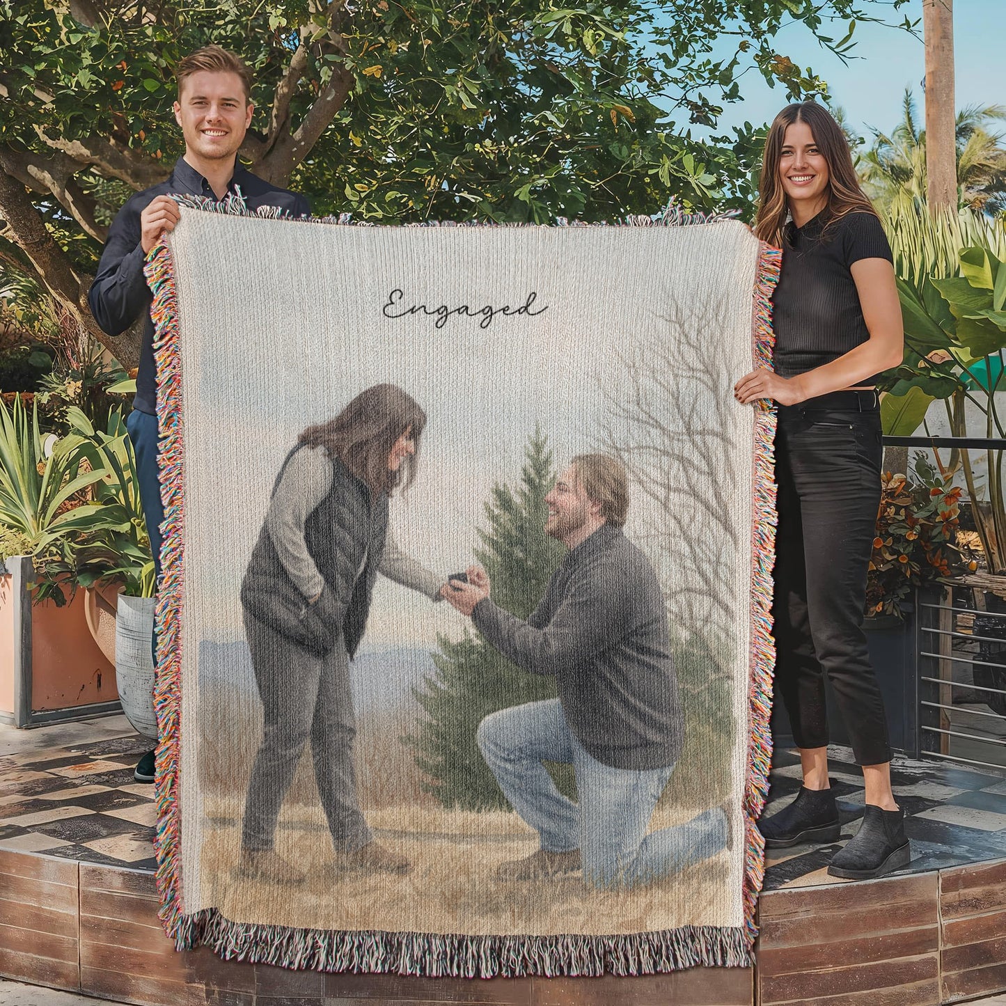 Watercolor (Portrait) Photo Woven Blanket