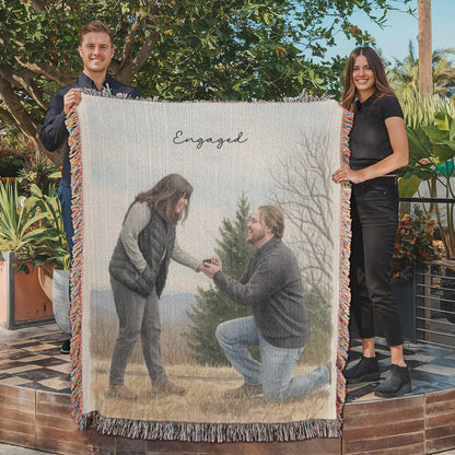 Watercolor (Portrait) Photo Woven Blanket