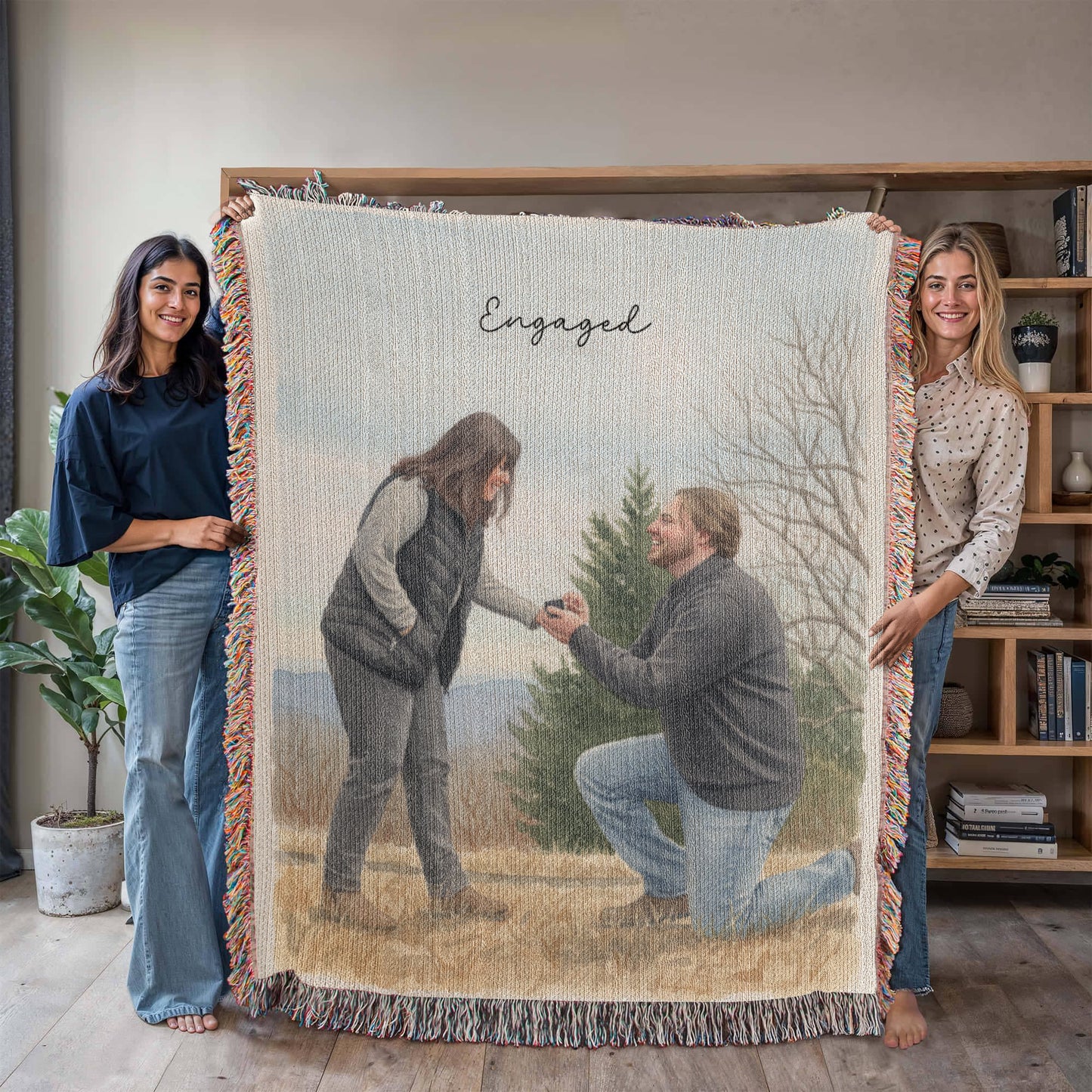 Watercolor (Portrait) Photo Woven Blanket