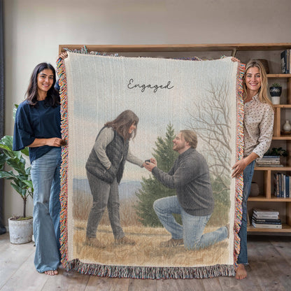Watercolor (Portrait) Photo Woven Blanket