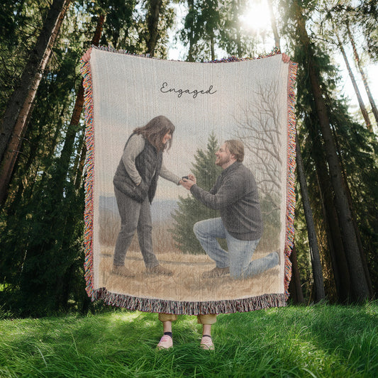 Watercolor (Portrait) Photo Woven Blanket