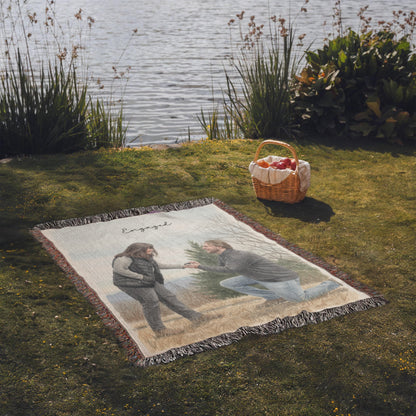 Watercolor (Portrait) Photo Woven Blanket