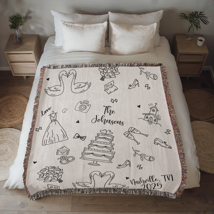 Custom Hand Drawn Wedding Blanket Gift