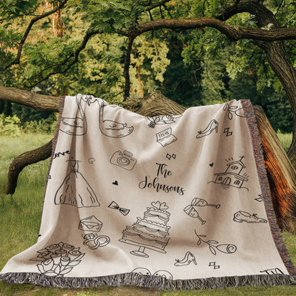 Custom Hand Drawn Wedding Blanket Gift