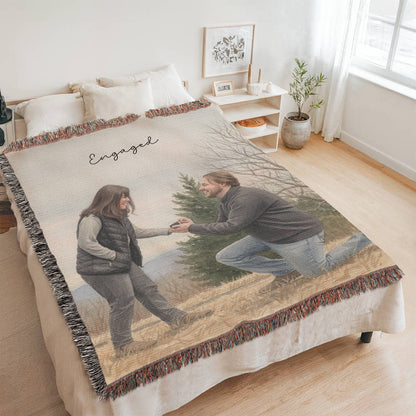 Watercolor (Portrait) Photo Woven Blanket