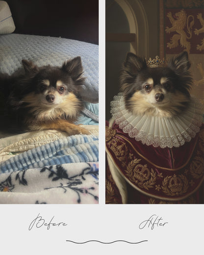 Custom Royal Pet Portrait Blanket – Turn Your Pet Into a Regal Heirloom Gift