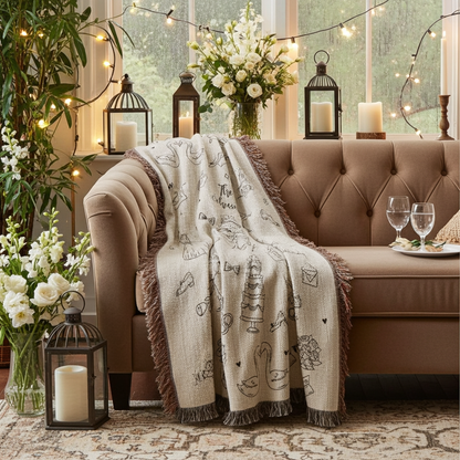 Custom Hand Drawn Wedding Blanket Gift